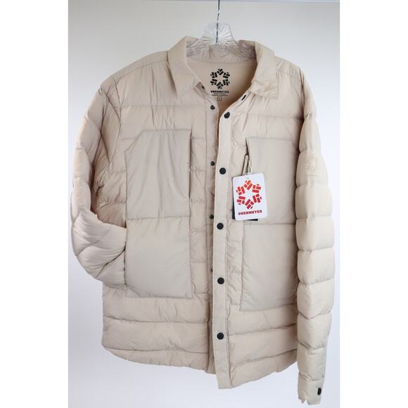 Obermeyer Explorer Down Shirt Jacket Mens Large Cement Waterproof Puffer $249 - Picture 2 of 10